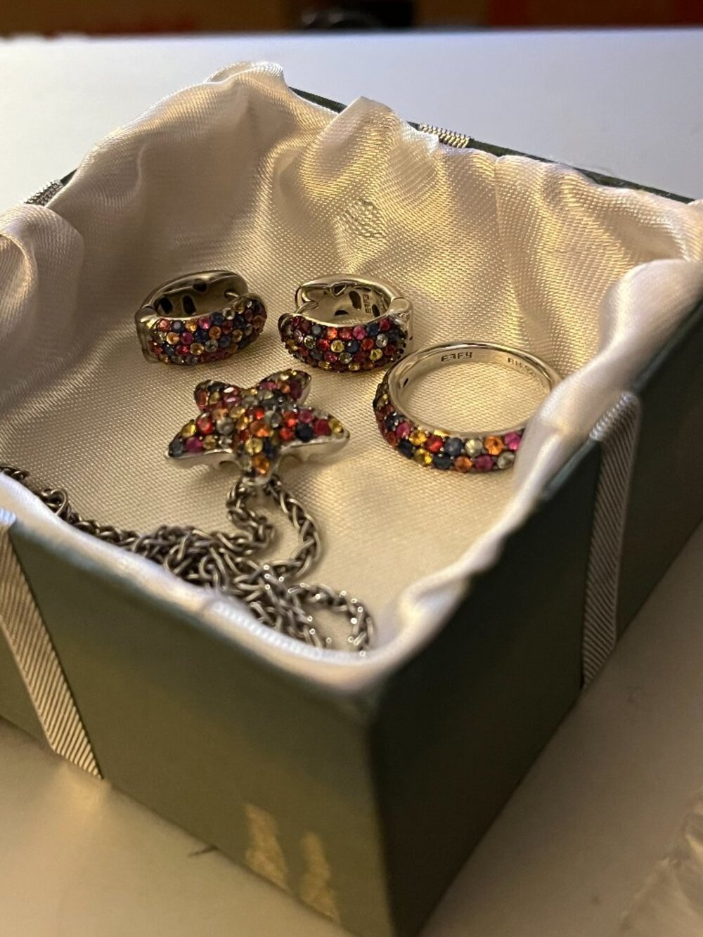 Multicolour Sapphire Sterling Silver Jewelry set